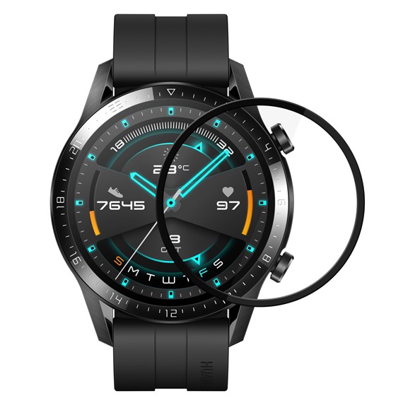 Microsonic Huawei Watch GT2 46mm Tam Kaplayan Temperli Cam Full Ekran Koruyucu Siyah 1