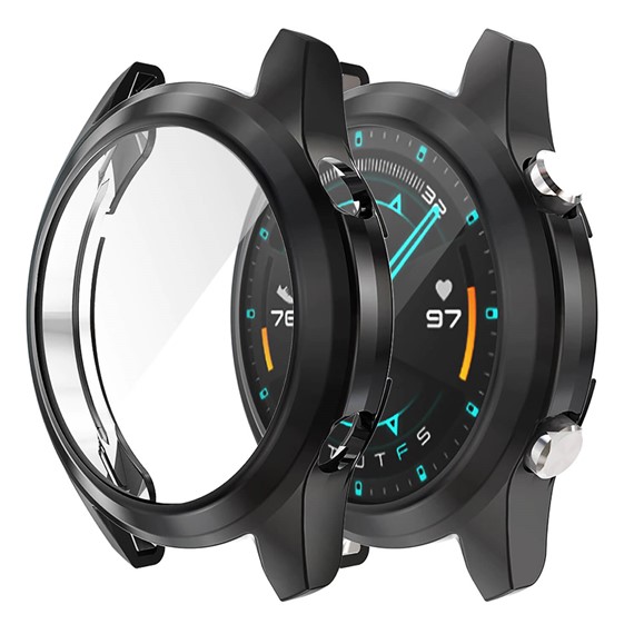 Microsonic Huawei Watch GT2 46mm Kılıf 360 Full Round Soft Silicone Siyah 1