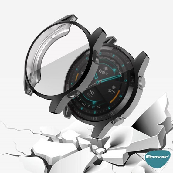 Microsonic Huawei Watch GT2 46mm Kılıf 360 Full Round Soft Silicone Siyah 4