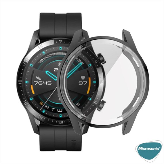 Microsonic Huawei Watch GT2 46mm Kılıf 360 Full Round Soft Silicone Siyah 5