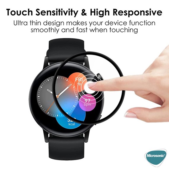Microsonic Huawei Watch GT3 42mm Tam Kaplayan Temperli Cam Full Ekran Koruyucu Siyah 2