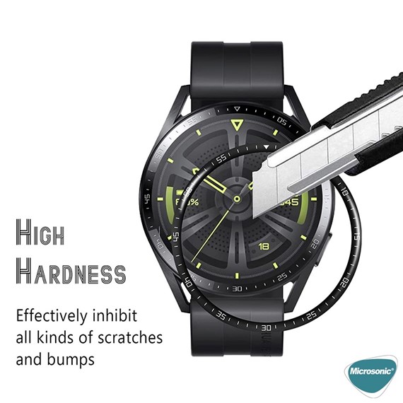 Microsonic Huawei Watch GT3 46mm Tam Kaplayan Temperli Cam Full Ekran Koruyucu Siyah 4