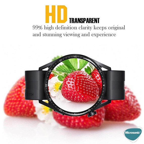 Microsonic Huawei Watch GT3 46mm Tam Kaplayan Temperli Cam Full Ekran Koruyucu Siyah 5