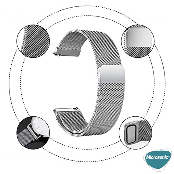 Microsonic Huawei Watch 4 Milanese Loop Kordon Gümüş 3