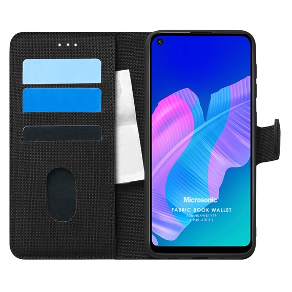 Microsonic Huawei Y7P Kılıf Fabric Book Wallet Siyah 1