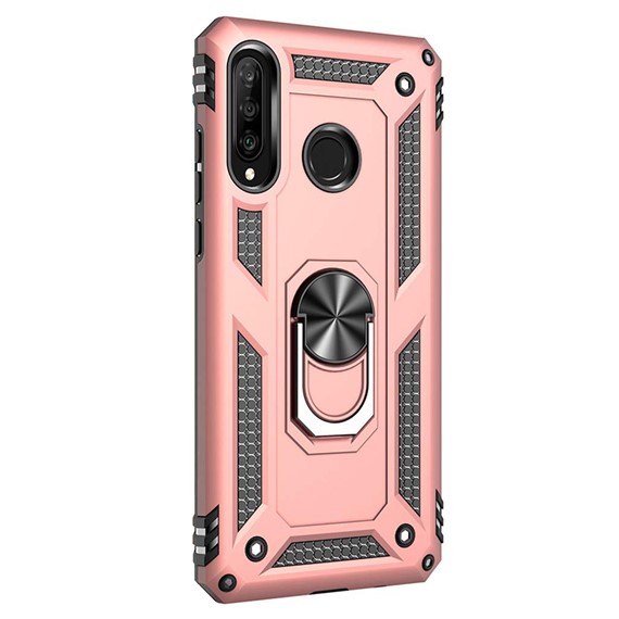 Microsonic Huawei Y7P Kılıf Military Ring Holder Rose Gold 2