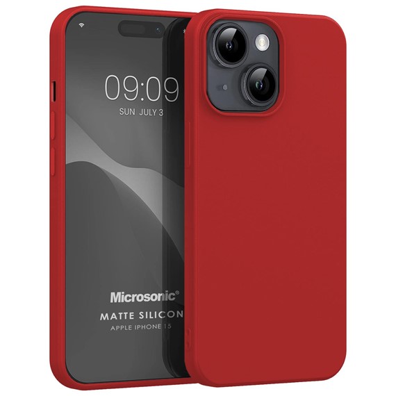 Microsonic Matte Silicone Apple iPhone 15 Kılıf Kırmızı 1