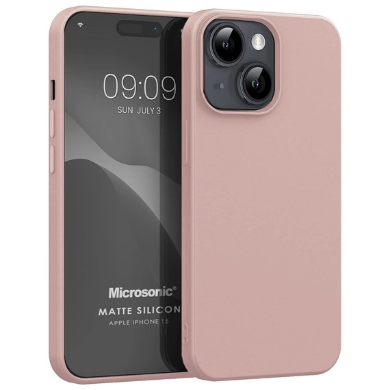 Microsonic Matte Silicone Apple iPhone 15 Kılıf Rose Gold 1