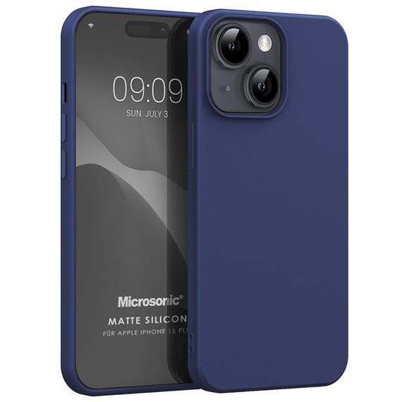 Microsonic Matte Silicone Apple iPhone 15 Plus Kılıf Lacivert 1