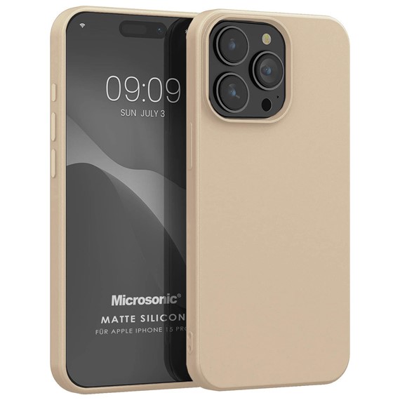 Microsonic Matte Silicone Apple iPhone 15 Pro Kılıf Gold 1