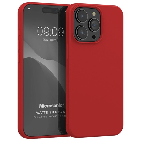 Microsonic Matte Silicone Apple iPhone 15 Pro Kılıf Kırmızı 1