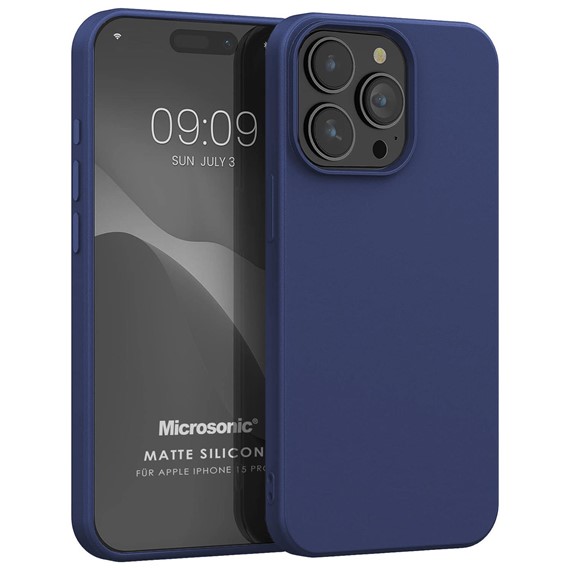 Microsonic Matte Silicone Apple iPhone 15 Pro Kılıf Lacivert 1