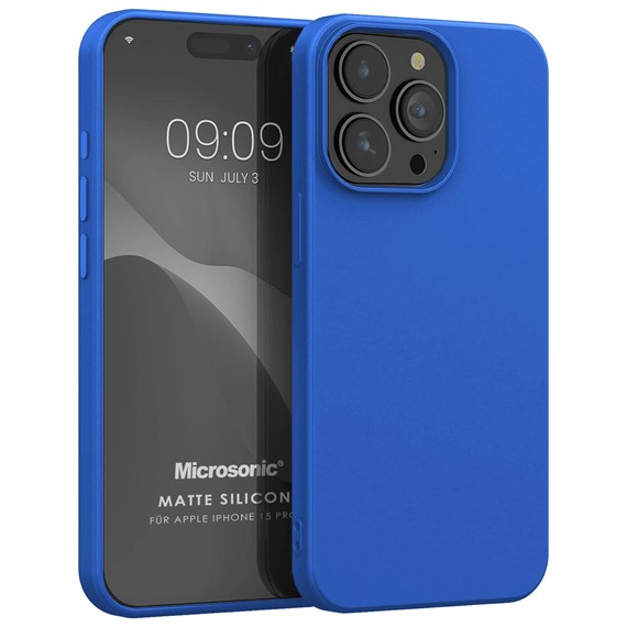 Microsonic Matte Silicone Apple iPhone 15 Pro Kılıf Mavi 1