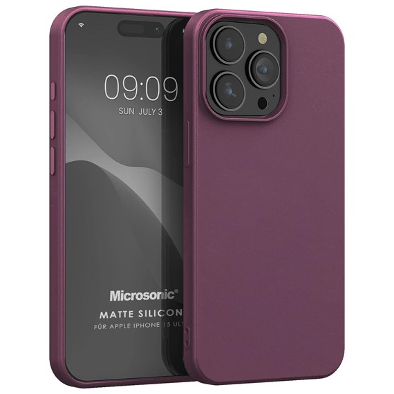 Microsonic Matte Silicone Apple iPhone 15 Pro Max Kılıf Mor 1