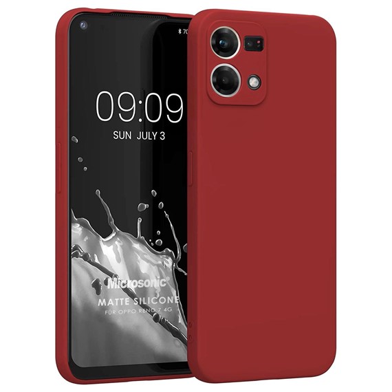 Microsonic Matte Silicone Oppo Reno 7 4G Kılıf Kırmızı 1