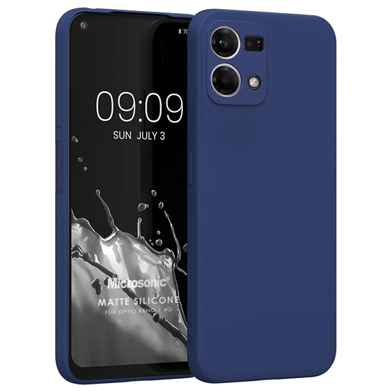 Microsonic Matte Silicone Oppo Reno 7 4G Kılıf Lacivert 1