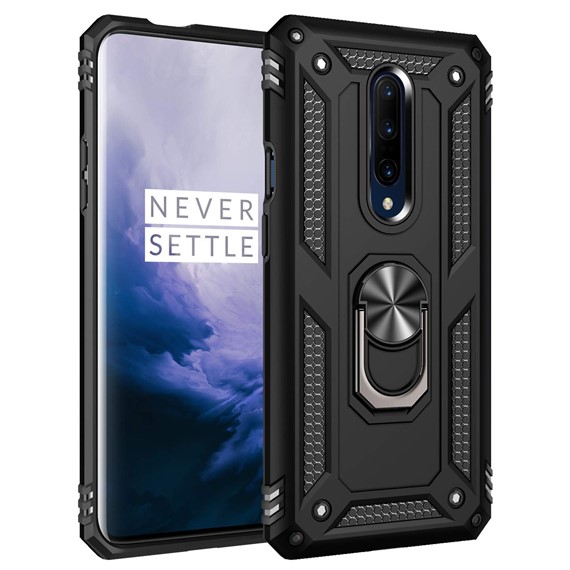 Microsonic OnePlus 7 Pro Kılıf Military Ring Holder Siyah 1