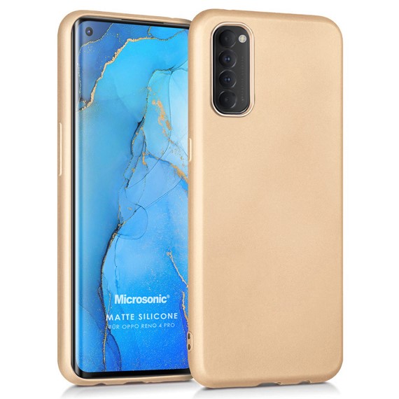 Microsonic Matte Silicone Oppo Reno 4 Pro Kılıf Gold 1