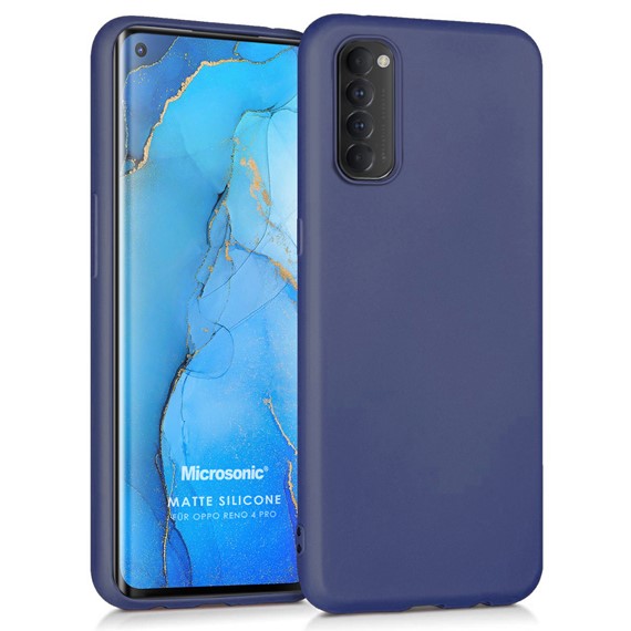 Microsonic Matte Silicone Oppo Reno 4 Pro Kılıf Lacivert 1