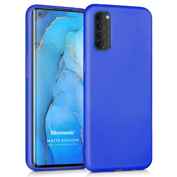 Microsonic Matte Silicone Oppo Reno 4 Pro Kılıf Mavi 1