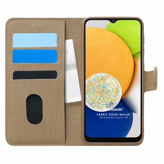 Microsonic Samsung Galaxy A03 Kılıf Fabric Book Wallet Gold 1