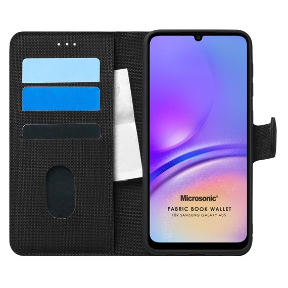 Microsonic Samsung Galaxy A05 Kılıf Fabric Book Wallet Siyah 1