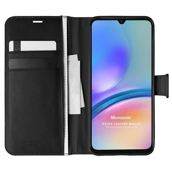 Microsonic Samsung Galaxy A05s Kılıf Delux Leather Wallet Siyah 1