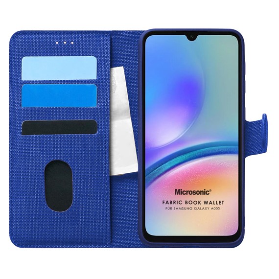 Microsonic Samsung Galaxy A05s Kılıf Fabric Book Wallet Lacivert 1