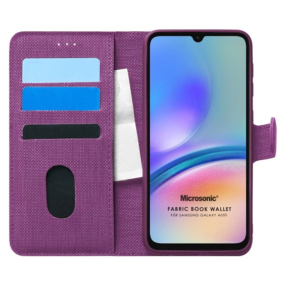 Microsonic Samsung Galaxy A05s Kılıf Fabric Book Wallet Mor 1