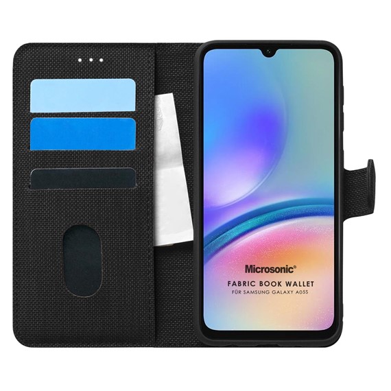 Microsonic Samsung Galaxy A05s Kılıf Fabric Book Wallet Siyah 1