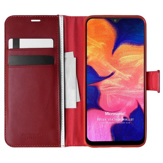 Microsonic Samsung Galaxy A10 Kılıf Delux Leather Wallet Kırmızı 1