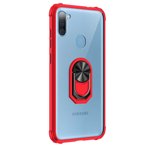 Microsonic Samsung Galaxy A11 Kılıf Grande Clear Ring Holder Kırmızı 2