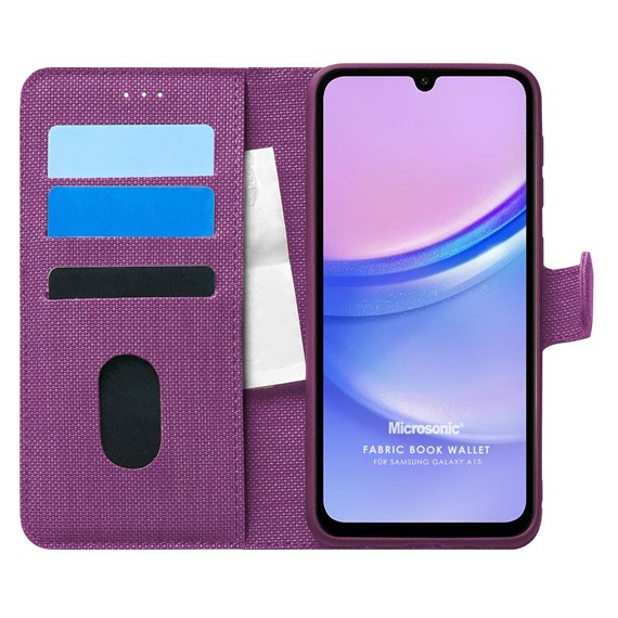 Microsonic Samsung Galaxy A16 Kılıf Fabric Book Wallet Mor 1