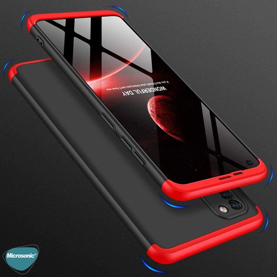 Microsonic Samsung Galaxy A21s Kılıf Double Dip 360 Protective Siyah Kırmızı 4