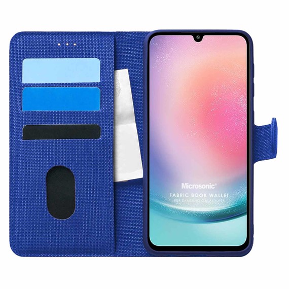 Microsonic Samsung Galaxy A24 Kılıf Fabric Book Wallet Lacivert 1