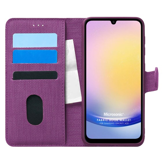 Microsonic Samsung Galaxy A25 Kılıf Fabric Book Wallet Mor 1