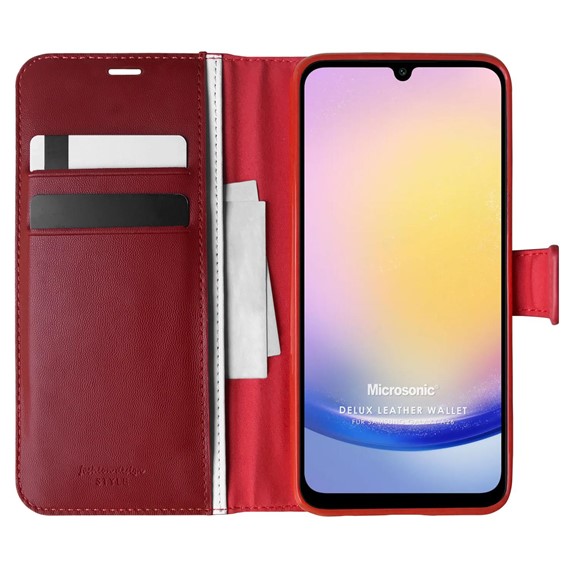 Microsonic Samsung Galaxy A26 Kılıf Delux Leather Wallet Kırmızı 1