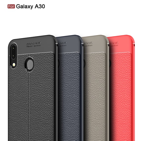 Microsonic Samsung Galaxy A30 Kılıf Deri Dokulu Silikon Kırmızı 5
