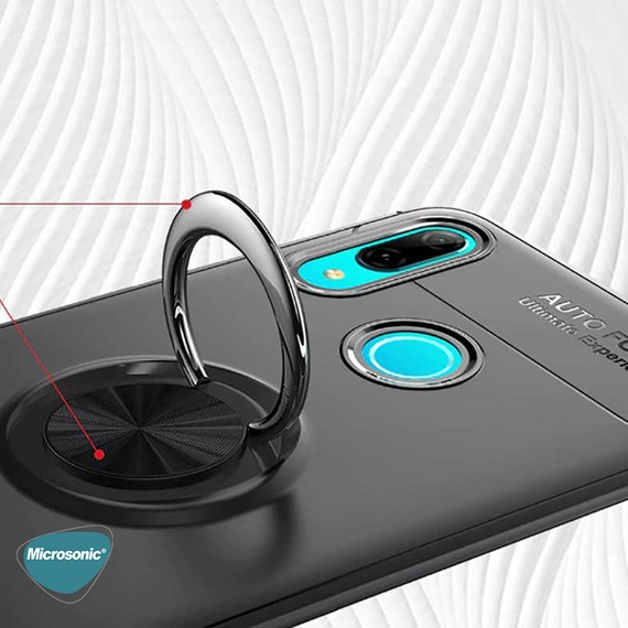 Microsonic Samsung Galaxy M10s Kılıf Kickstand Ring Holder Siyah Rose 3