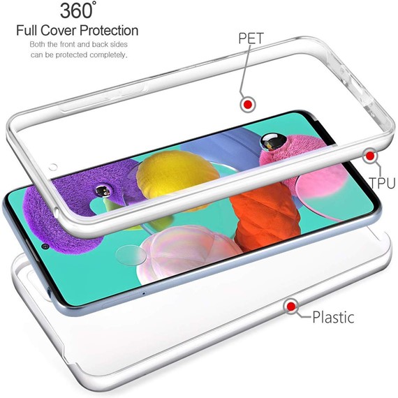 Microsonic Samsung Galaxy A51 Kılıf 6 tarafı tam full koruma 360 Clear Soft Şeffaf 3