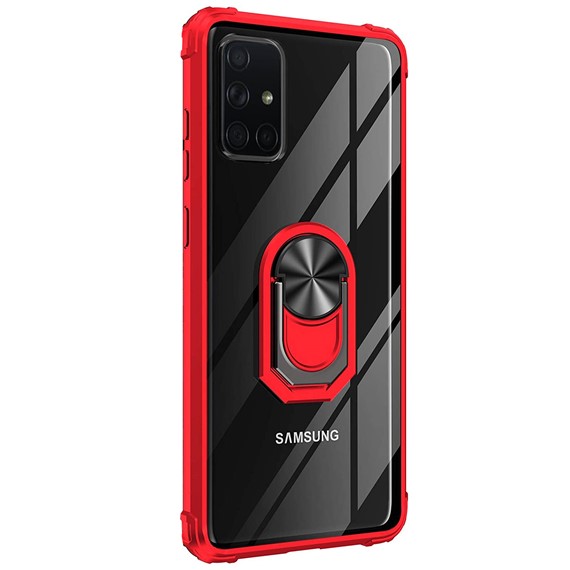 Microsonic Samsung Galaxy A51 Kılıf Grande Clear Ring Holder Kırmızı 2