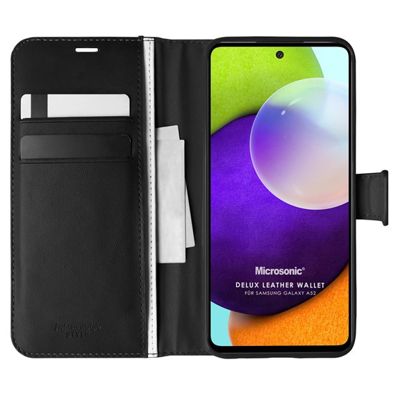 Microsonic Samsung Galaxy A52 Kılıf Delux Leather Wallet Siyah 1