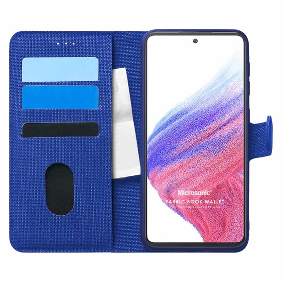 Microsonic Samsung Galaxy A53 5G Kılıf Fabric Book Wallet Lacivert 1