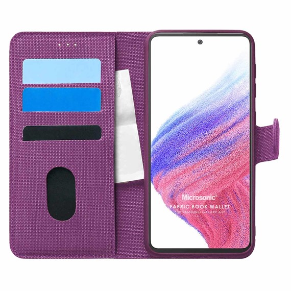 Microsonic Samsung Galaxy A53 5G Kılıf Fabric Book Wallet Mor 1