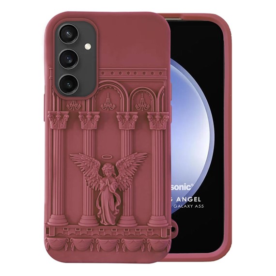 Microsonic Samsung Galaxy A55 Kılıf Praying Angel Bordo 1