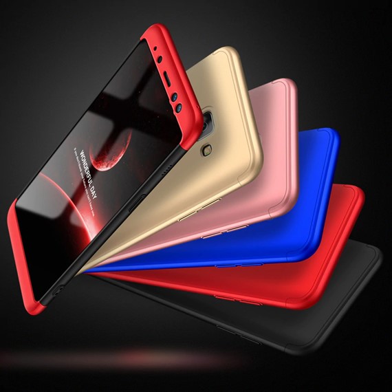 Microsonic Samsung Galaxy A6 2018 Kılıf Double Dip 360 Protective Siyah Kırmızı 4