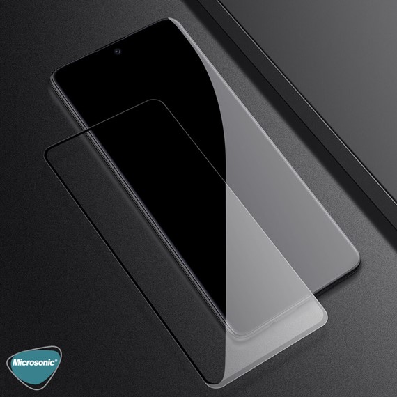 Microsonic Samsung Galaxy A81 Tam Kaplayan Temperli Cam Ekran Koruyucu Siyah 5