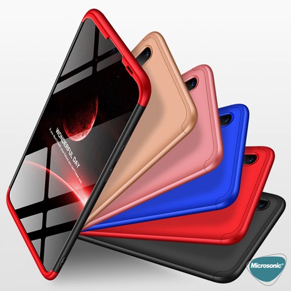Microsonic Samsung Galaxy M10s Kılıf Double Dip 360 Protective Kırmızı 5