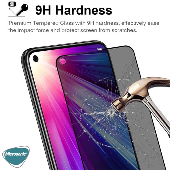 Microsonic Samsung Galaxy M11 Privacy 5D Gizlilik Filtreli Cam Ekran Koruyucu Siyah 3