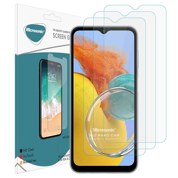 Microsonic Samsung Galaxy M14 Screen Protector Nano Glass Cam Ekran Koruyucu 3 lü Paket 2